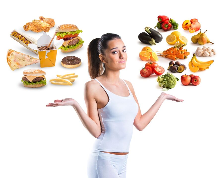 scelta tra cibo sano e malsano